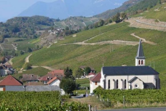 Savoie Mont Blanc hills and church
