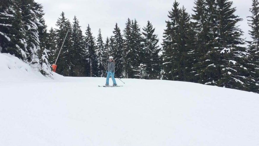 Skiing in Morzine, France - Skiing the blue slope