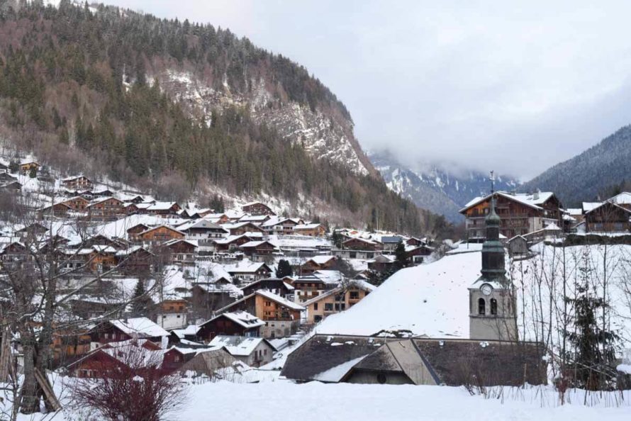 Skiing in Morzine, France - town with view