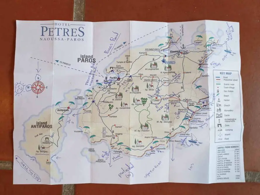 Map Of Paros Greece 890x667 