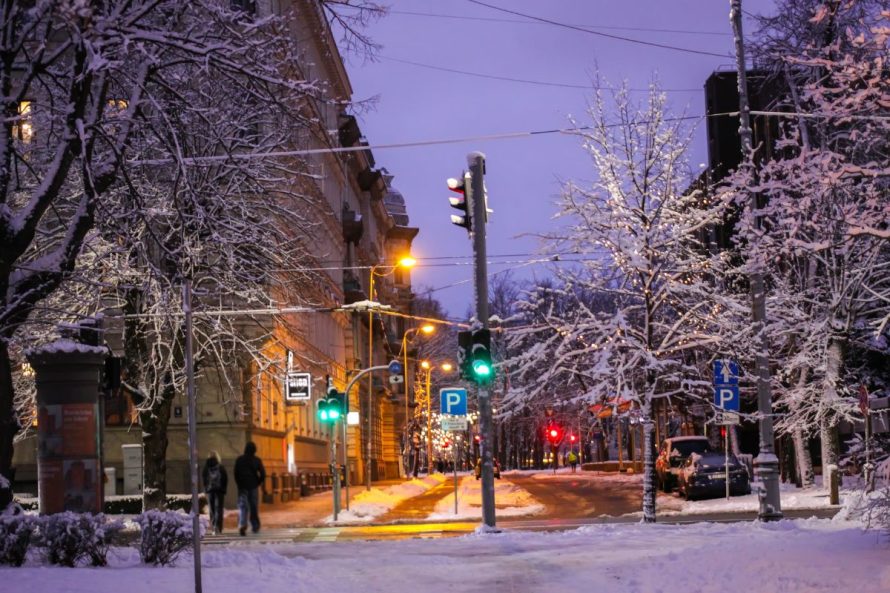 2. city street dusk winter